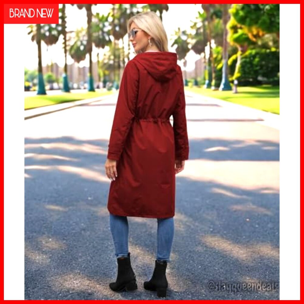 Waterproof Lightweight Long Rain Jacket Hooded Tr… - image 5